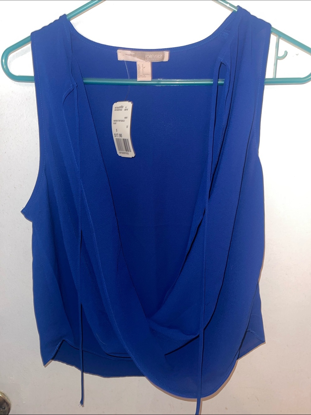 Forever 21 Cobalt Blue Draped Sleeveless Cowl Neck Top